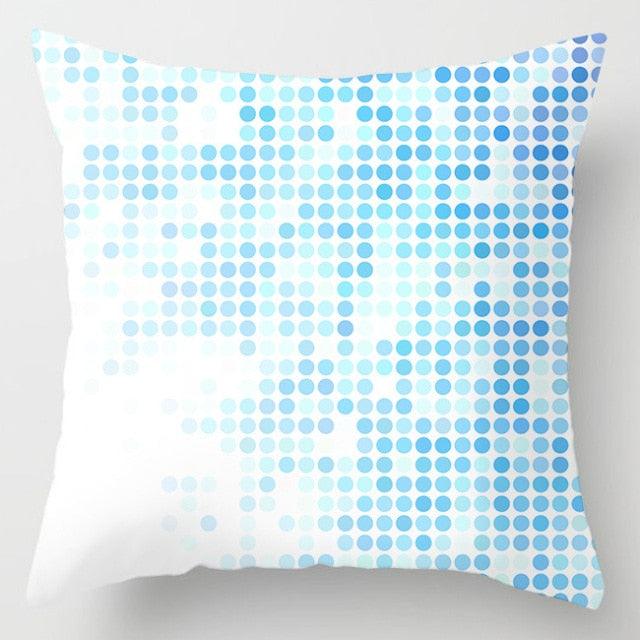 Blue Geometric Coastal Pillow Cover – 18" x 18"