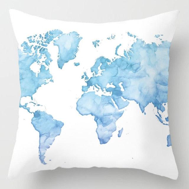 Blue Geometric Coastal Pillow Cover – 18" x 18"