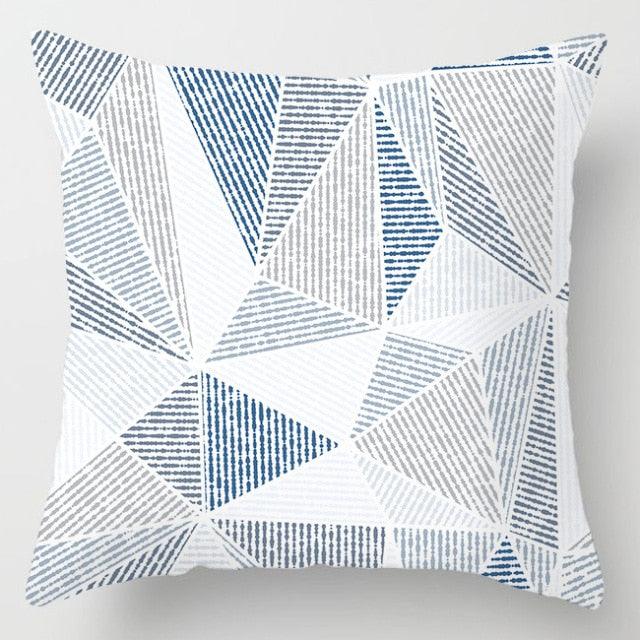 Blue Geometric Coastal Pillow Cover – 18" x 18"