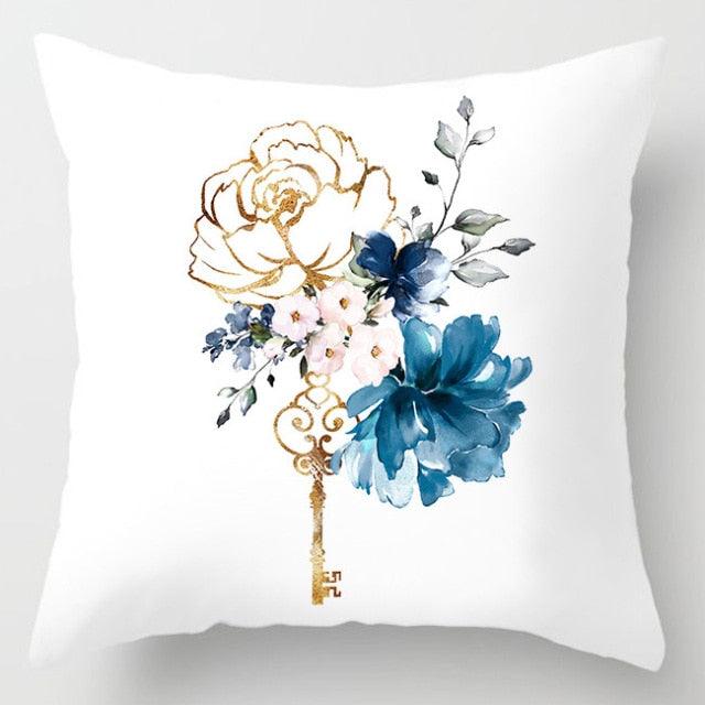 Blue Geometric Coastal Pillow Cover – 18" x 18"