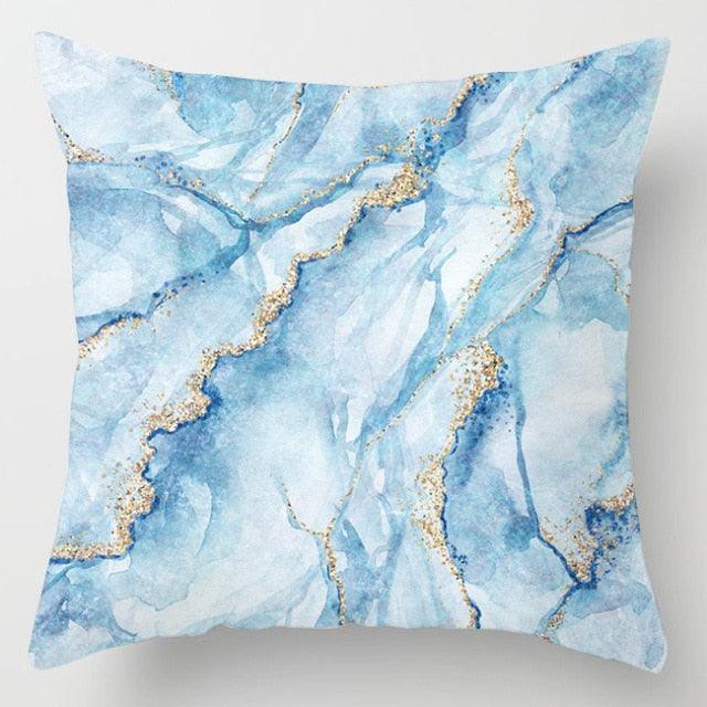 Blue Geometric Coastal Pillow Cover – 18" x 18"