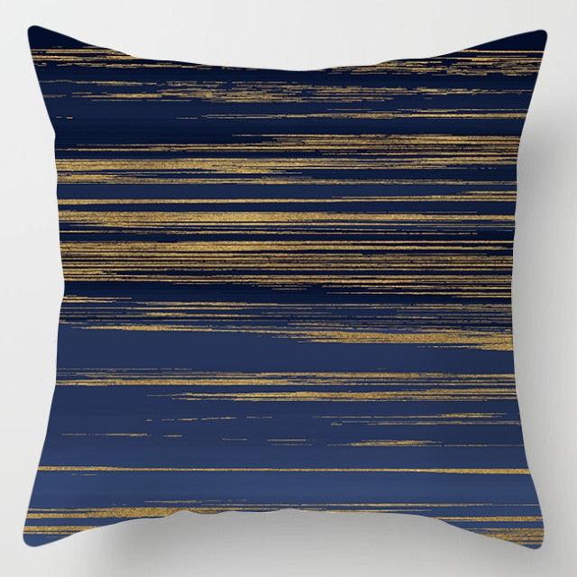 Blue Geometric Coastal Pillow Cover – 18" x 18"