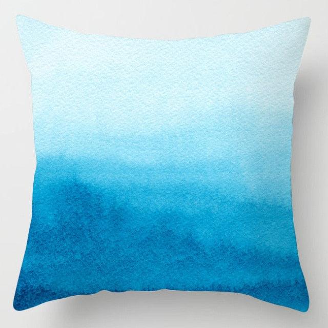 Blue Geometric Coastal Pillow Cover – 18" x 18"