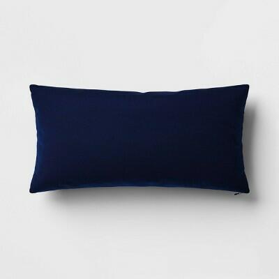 Navy Velvet Outdoor Lumbar Pillow Cover – 12" x 24"