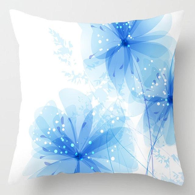 Blue Geometric Coastal Pillow Cover – 18" x 18"