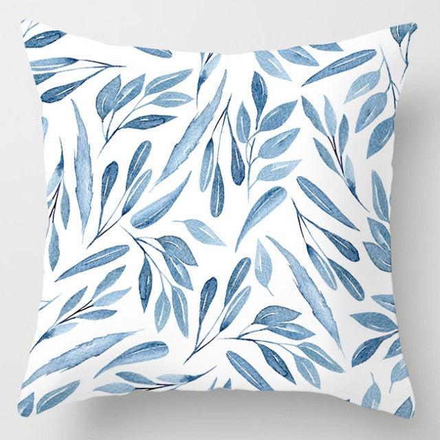 Blue Geometric Coastal Pillow Cover – 18" x 18"