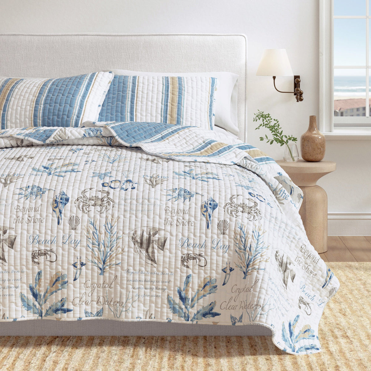Stripe & Ocean Coastal Quilt Set – New Castle Collection