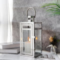 Silver Metal & Glass Candle Lantern