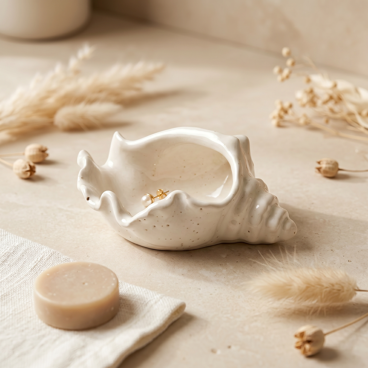Conch Shell Decorative Bowl - 6"