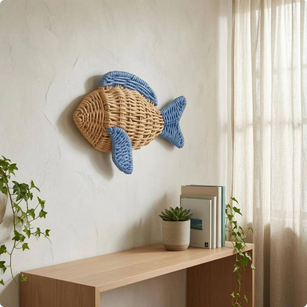 Woven Rattan Fish Wall Decor