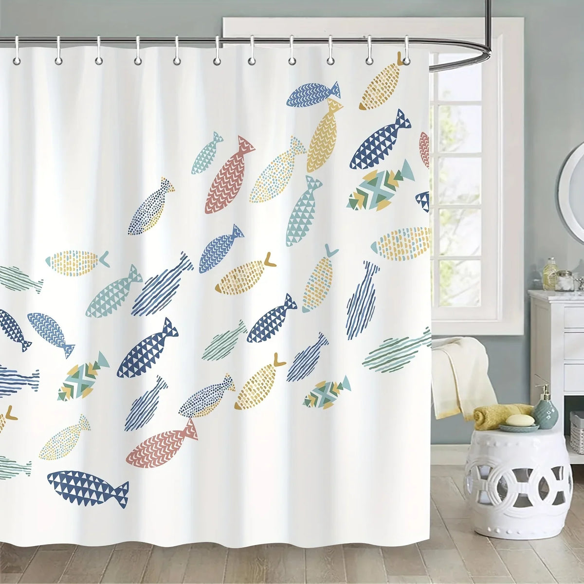 Colorful Fish Coastal Shower Curtain
