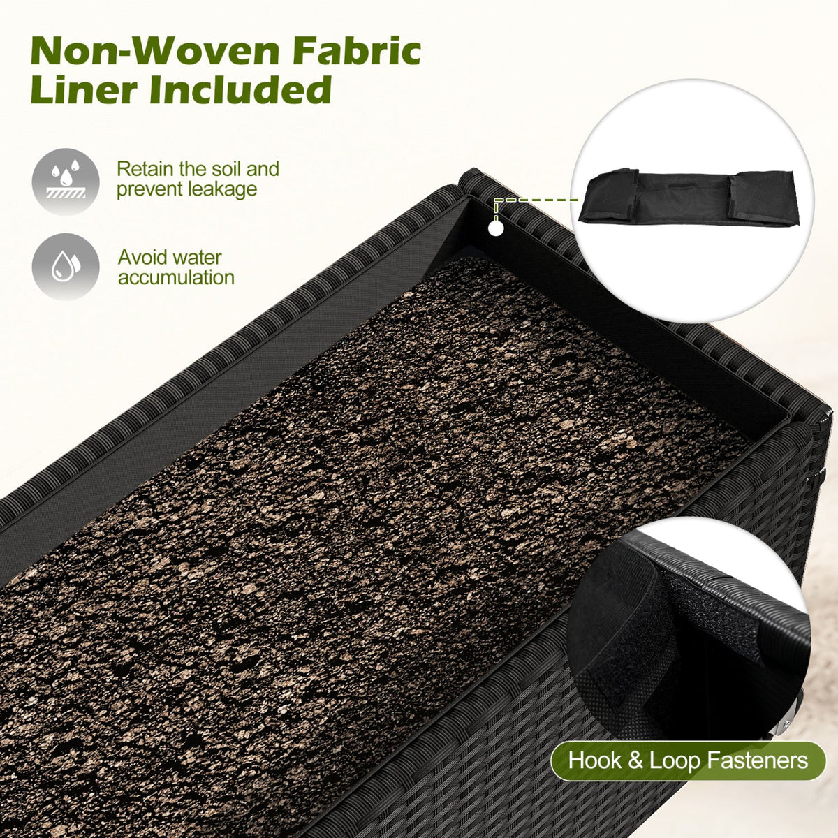 Mobile Woven Rattan Raised Planter