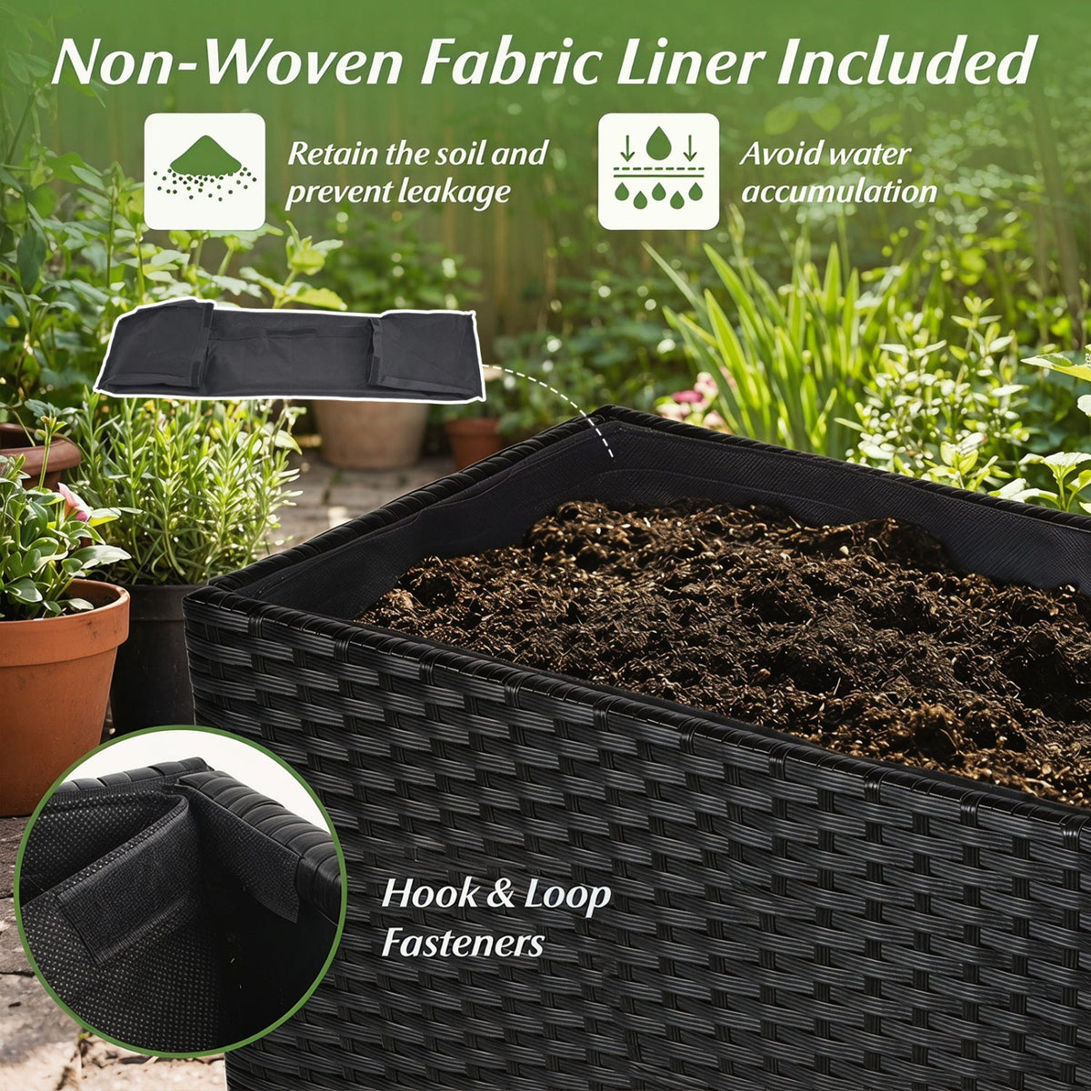 Woven Rattan Raised Garden Bed - 32"