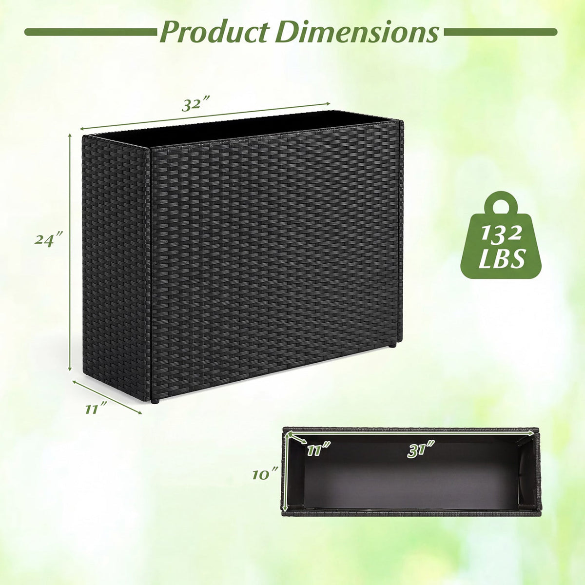 Woven Rattan Raised Garden Bed - 32"